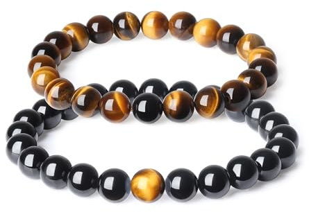 COAI Partnerarmband av ädelstenar, 16.5 centimeters, Tigeröga Schörl, Tigeröga/skorl