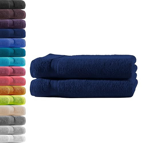 2X Duschtuch | Navy | 100% Baumwolle Frottier | Oeko-TEX® Standard 100 | Premium Qualität 500 g/m²
