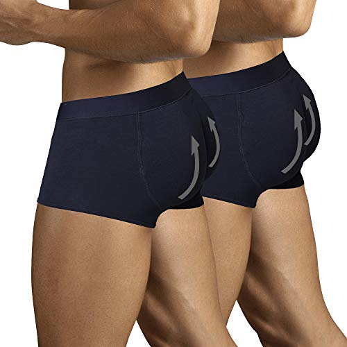 ARIUS Förpackning med 2 boxershorts med ryggstoppning för att öka volymen och storleken på rumporna – underkläder med dynor för män – vadderade rumpor