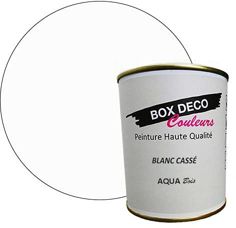 BOX DECO COULEURS Peinture bois intérieur extérieur à base d'acrylique aspect velours-satin Aqua Bois - 750ml, Blanc Cassé