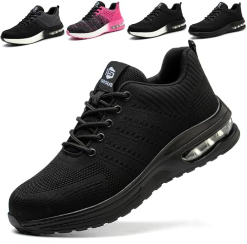 Zapatos de Seguridad para Hombre Mujer Ligeras Colchón de Aire Zapatillas de Trabajo con Punta de Acero Transpirable