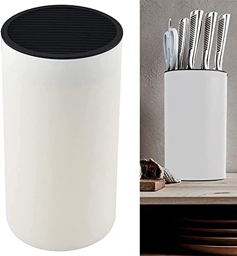 Universal Knife Holder, Round Knife Block Without Knives,Knife Block Storage Holder for Protecingt Blade Space Saver(White)