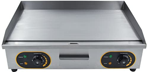 MOOTACO Commercial Electric Griddle,66cm Electric Countertop Flat Top Griddle,1750W x 2 Teppanyaki Stainless Steel Grill with Dual Temperature Control 50-300