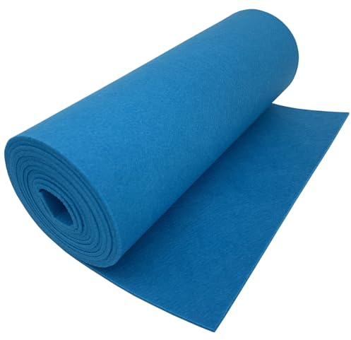 EDGEAM Fieltro Rollo 30cm x 250cm Tela de Fieltro 3 mm de grosor Fieltro para Manualidades, Fieltro por Metros, para Manteles, Costura, Bolsa de Fieltro, Patchwork, Bordado (Azul, 30cm x 250cm x 3mm)