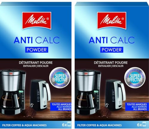 Melitta Anti-Calc Powder Descaler for Filter Coffee Machines, Article 192632, 12 Powder Bags of 20 g 2 Pack