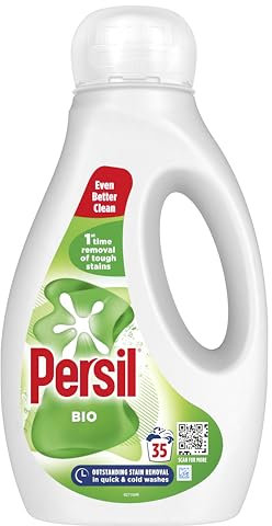 Persil Bio Laundry Washing Liquid Detergent 1st time removal of tough stains outstanding stain removal in quick & cold washes 35 washes (945 ml)