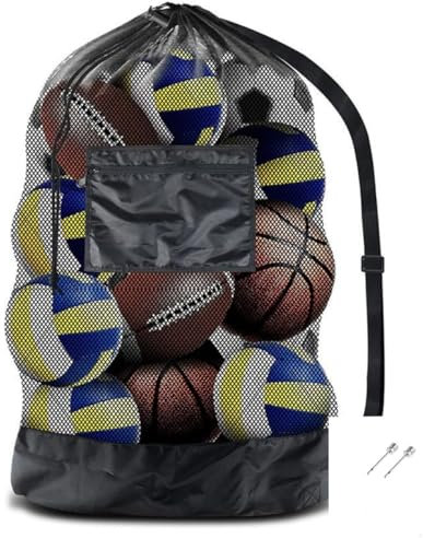 lohill Extra Große Ballnetz,Große Ballsack, Große Tasche aus Netzgewebe, Tragbare Balltasche Netz Sports Ball Ballnetz, Mehrzweck Sport Netztasche, mit Kordelzug und Schultergurt
