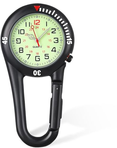 Taschenuhr Digital Schwesternuhr Rettungsdienst Zubehör Taschenuhr mit Karabiner Multifunktionale Krankenschwester uhr karabiner mit Karabiner mit Leuchtendes, Kleine Karabiner Uhr Sanitäter Schwarz