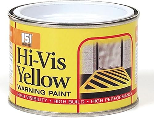 JKG HI-VIS YELLOW WARNING PAINT 180ml - Outdoor Safety Road Marking Paint - Construction Warehouse Parking Lot Hazard Marking Paint - For Emergency Exit Sign - High Visibility High Build