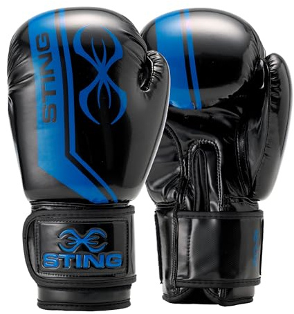 STING Armalite Guantoni da boxe, guanti high-tech per boxe, MMA, Muay Thai e molto altro ancora, guantoni da boxe resistenti per uomini e donne, attrezzatura da boxe, nero/blu, 16 oz.