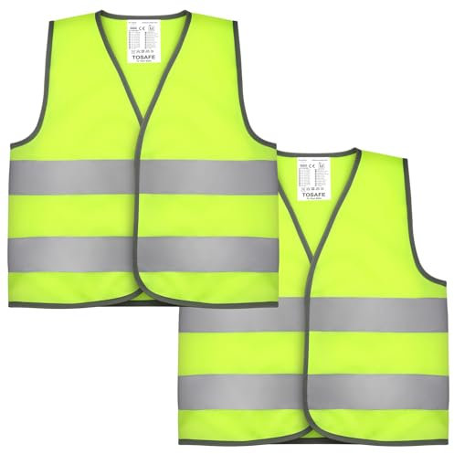 taonganui 2 Stück Warnweste für Kinder,Kinder Sicherheitsweste Reflektierende Warnweste Reiten Reflektorweste Mit Reflektierenden Streifen für Kinder Outdoor Laufen Radfahren,1-3Jahre,XS