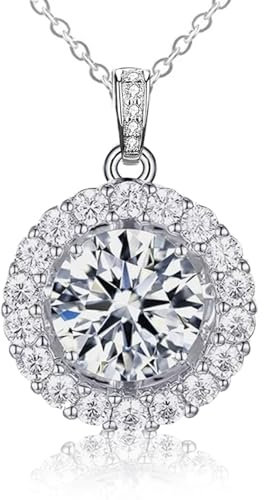 Collar de moissanita para mujer, collar con diamante cultivado en laboratorio de 1 quilate, en plata esterlina 925 bañada en platino 18K, joya con colgante único, incluye caja de regalo y certificado.