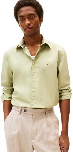 Tommy Hilfiger Uomo Camicia Flex Poplin Solid Regular Fit, Verde (Earth Sage), XXL