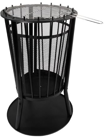 Lemodo Feuerkorb mit Grillgitter – Robuste Feuerstelle für Garten & Terrasse, Feuerkorb mit Funkenschutz & Ascheauffang, abnehmbares Grillgitter, Outdoor-Feuerschale für gemütliche Abende