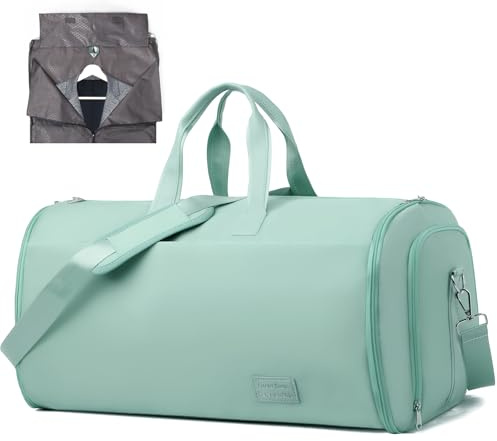 Outplea 47L Borsa da Viaggio Pieghevole Uomo Donna, Borsa Porta Abiti Grande con Scomparto per Scarpe, Borsone Sportivo Multitasche con Tracolla per Fine Settimana, Verde