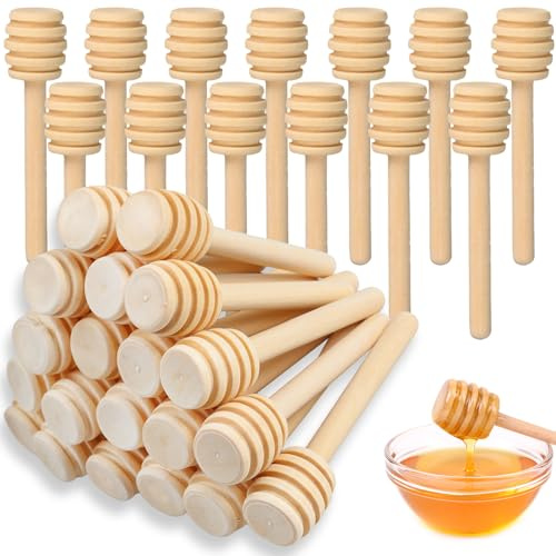 25 Stück Honiglöffel Holz,8 cm Mini Rührstäbchen aus Holz Honig,Honigspender Tropf und Kleckerfrei für Honig Sirup Tropf Marmelade Hochzeit,Geburtstag Babydusche,Weihnachten Party,Dessert Werkzeug