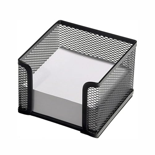 Soporte cuadrado de malla para bloc de notas, caja de notas de malla para escritorio para oficina y escuela (4 x 4 pulgadas, negro)