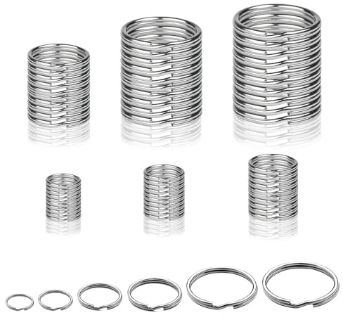 Anneaux Porte Clé 12/15/20/25/28/30 mm Split Porte Clef Mini Split Jump Ring Porte Cle avec Double Boucles Petits Anneaux en Métal Connecteurs pour Colliers Boucles d'Oreilles Ornements 120 Pièces