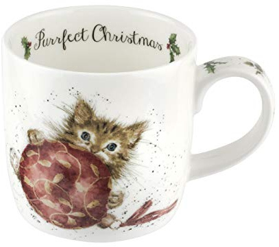 Portmeirion Wrendale design 'Purrfect Christmas' kattunge 0,3 l benporslin julmugg