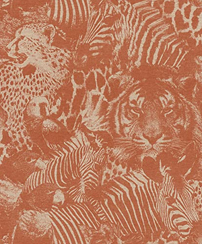 Rasch Tapeten Vliestapete (Exotic) Rot beige 10,05 m x 0,53 m Kalahari 704723