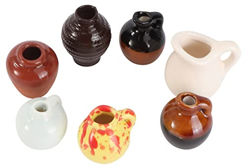 TOYANDONA Miniature Ceramic Vases Set for Dollhouse Accessories Tiny Pottery Mini Vases for Flowers Micro Doll House D Cor 7 Pieces