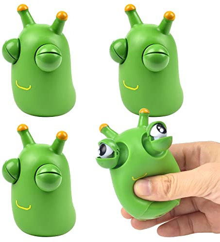 Vibbang 4 Pièces Jouets Anti-Stress, Jouet De Compression De Ver, Jouet De Pincement De Ver d'herbe, Jouets À Presser Les Yeux Qui Sautent, Soulage L'anxiété pour Enfants et Les Adultes