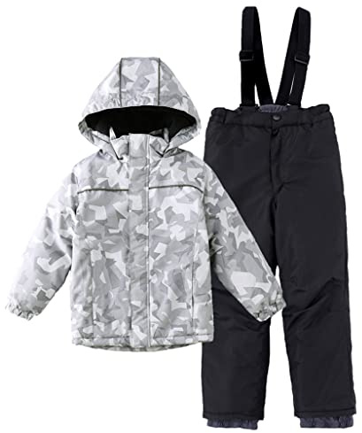 Bambini Impermeabile Tuta da Sci 2 Pezzi Ragazzi Ragazze Tuta da Neve Tuta da Snowboard in Pile Giacca da Neve Per Bambino con Pantaloni Della Tuta da Neve Set Grigio 5-6 Anni
