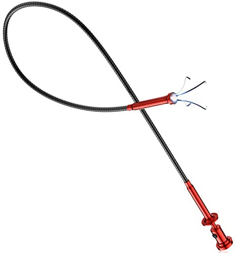 Housolution Greifer Werkzeug, 72 cm flexibel Magnetgreifer Magnetheber mit Krallengreifer, Biegsam Beleuchtungsgreifer mit LED, KFZ Werkzeug für Nägel Schrauben Gadgets Schlüssel- Rot