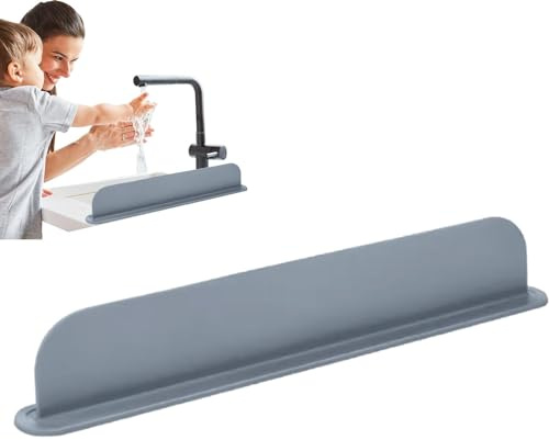Protector contra salpicaduras de agua para cocina, protector contra salpicaduras de fregadero de silicona con ventosa, protector contra salpicaduras reutilizable para grifo de baño y lavar platos