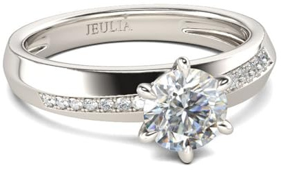 Jeulia Bague moissanite 2,5 cts Bague de fiançailles pour femme en argent sterling 925 Bagues d'éternité Alliances de mariage avec coupe ronde pour anniversaire, Noël, Saint Valentin