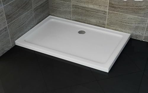 Slimline Shower Tray Stone Square Rectangle for Shower Enclosure with Waste 30mm Low Profile (1500 x 800mm)