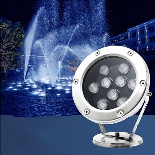 EDXTNKQC Luces De Piscina - Fuente De Iluminación LED Para Paisaje Terrestre, Panel De Luz Circular Para Fuente De 12 V, Iluminación Subacuática Para Estanque Con Ángulo Ajustable De 360°(Red,15W)