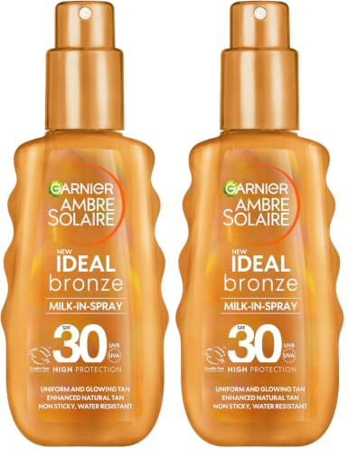 Garnier Ambre Solaire Ideal Bronze Milk-In Spray, with Vitamin E, High UV Protection SPF30 (150ml) (Pack of 2)