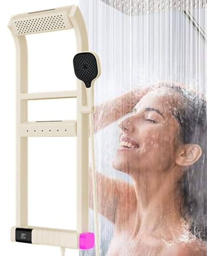 Thermostatic Shower Mixer LED Shower Panel Tower with Digital Control Rainfall Shower Head for Family Bathroom