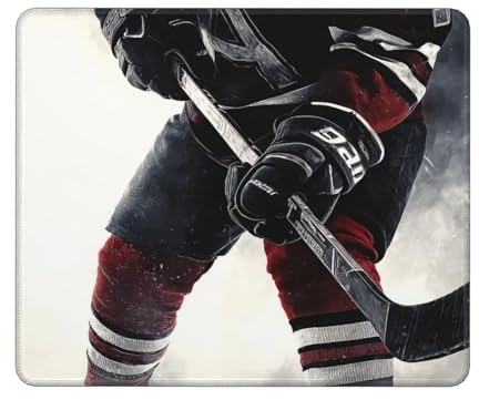 Tapis De Souris Modèle De Hockey sur Glace avec Bord Cousu Base en Caoutchouc Antidérapante Tapis Souris, pour Maison, Jeux, Ordinateur Portable, Ordinateur, 25x30cm