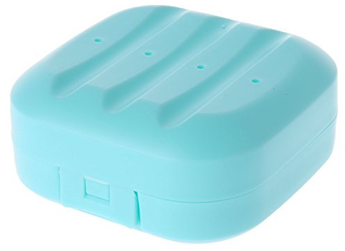 A0127 Boîte à Savon Porte Savon Boîte de Rangement pour la Salle de Bain Boîte de Rangement Rectangle carré Voyage Mini Portable Conteneur créatif Plastique imperméable (Bleu, Petite)