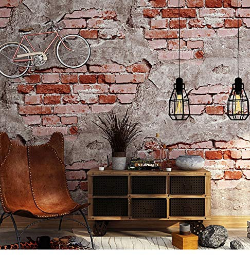 Papier Peint De Mur De Loft Industriel Rétro Lavable Rustique Vintage Papier Peint Bricolage Faux Brique Vinyle PVC 5.0㎡ 01