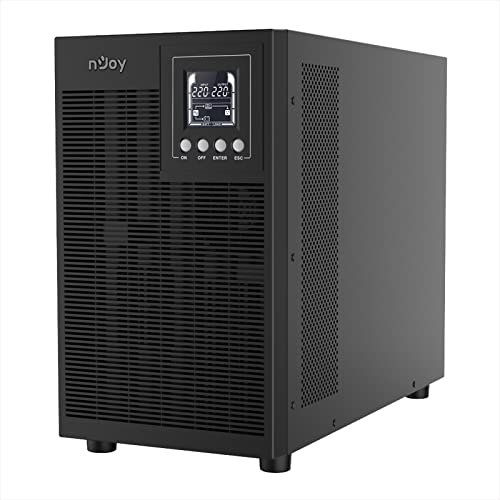 NJOY Echo Pro 3000 Gruppo di Continuità UPS Tower 3000VA 2400 Watt Doppia Conversione OnLine Onda Sinusoidale Pura, 4 Uscite Schuko, USB, RS232, EPO, Slot SNMP, 6 Batterie 12V-7Ah