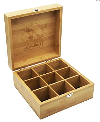 Scatola da tè in bambù H x L x P: ca. 10 x 22 x 22 cm,, scatola per bustine da tè in legno (bambù) per conservare l'aroma