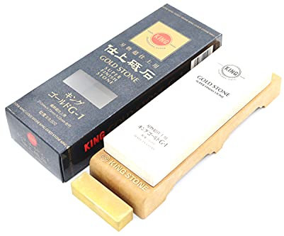 King Gold Stone G-1 Japanischer Schleifstein #8000 Körnung #8000 mit rutschfester Basis für Stabilität, ultradünne Körnung, Rasierer und hochglanzpoliert, Nagura-Stein inklusive