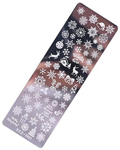 Danlai Kit de Placa de Estampado de uñas Metal Tip francés Sello de uñas Sello Plantilla Sistema de Plantilla para el Arte de uñas Patrón de uñas Diseño Senchper Nail Stamping Herramienta (Navidad)