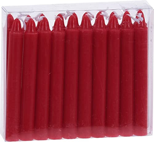 Spetebo Kleine Echtwachs Stabkerzen 20er Pack - rot - Weihnachtskerzen Set ca. 10 cm Höhe - Christbaumkerze Baumkerze Advents Deko Kerze