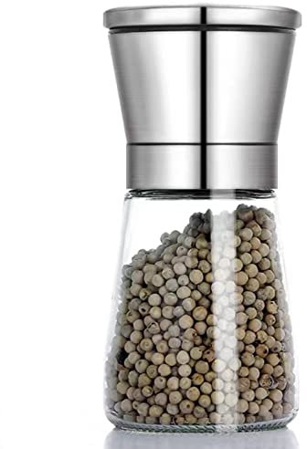 Macinino sale e pepe, macinaspezie in acciaio inox con macinino in ceramica regolabile, macinino per peperoncino, ricarica