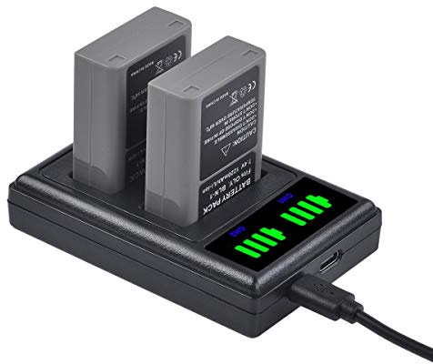 PowerTrust 2Pcs BLN-1 Akku und Ladegerät für Olympus BCN-1,E-M5 Mark II, OM-D,E-M1, E-M5, E-P5, Pen-F,HLD-6 Cameras