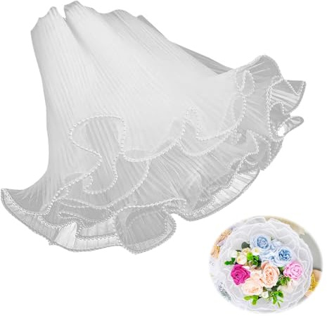MisFun 4m Malla para Papel de Envolver Flores, Papel para Envolver Ramos de Flores con Borde de Perla, DIY Flower Wrap Paper, Flower Wrapin Paper, para Floristería, Suministros de Floristería