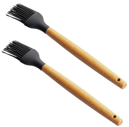 MERRYHAPY 2piezas Cepillos De Aceite De Silicona Para Barbacoa y Repostería Mango De Madera Resistente Altas Temperaturas