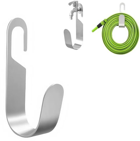HORIFEN Support de tuyau de jardin en acier inoxydable pour l'extérieur, support de tuyau d'arrosage robuste, crochet pour tuyau d'arrosage