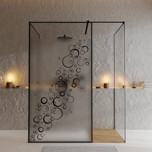 Wandtattoo Loft Film anti-regards, motif bulles de bulles, dimensions au choix, noir ou blanc, pour portes en verre de douche, paroi et cabine de douche