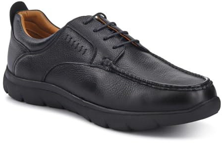 Wide Fit Smart Leather Shoes - Black Size 10