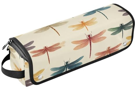 famyily Sac de voyage pour outils de coiffure pour femme avec coussinet résistant à la chaleur, organiseur d'accessoires de coiffure amovible pour lisseurs, fer à friser, sèche-cheveux - libellule